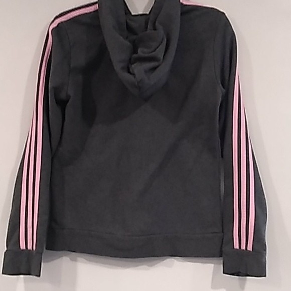 Adidas• charcoal and pink zip up hooded sweatshirt - Picture 5 of 7